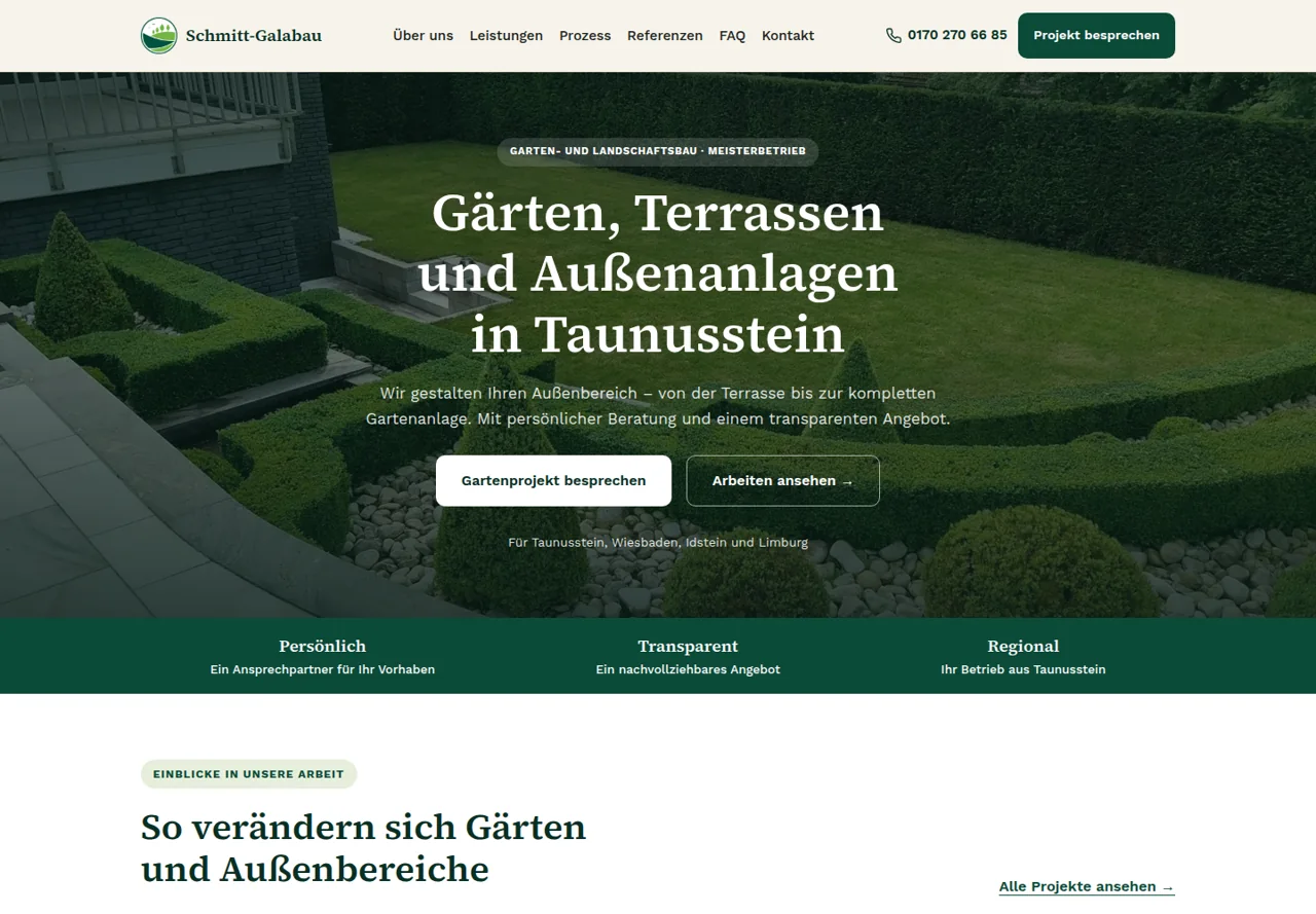 Neuer, noch nicht veröffentlichter Schmitt-GaLaBau-Website-Entwurf